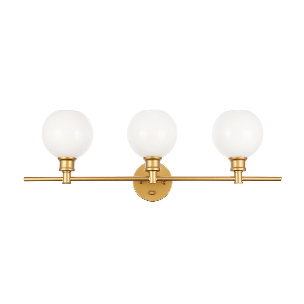 Collier 3 Light Brass And Frosted White Glass Wall Sconce. Picture 2
