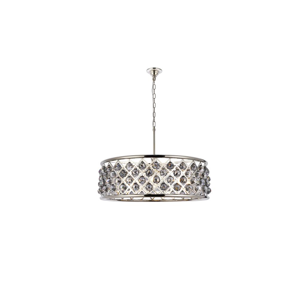 Madison 8 Light Polished Nickel Chandelier Silver Shade (Grey) Royal Cut Crystal. Picture 1
