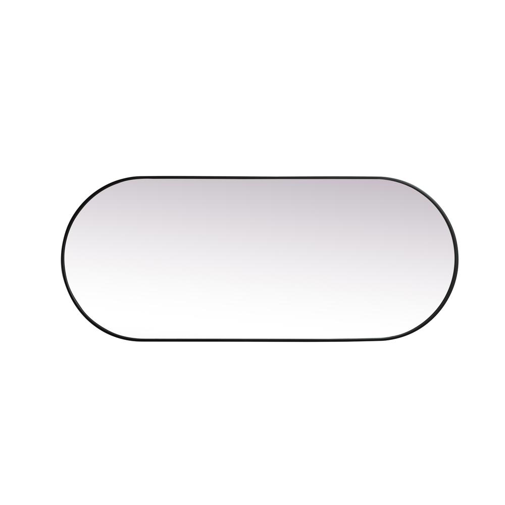 Metal Frame Oval Mirror 30X72 Inch In Black. Picture 8