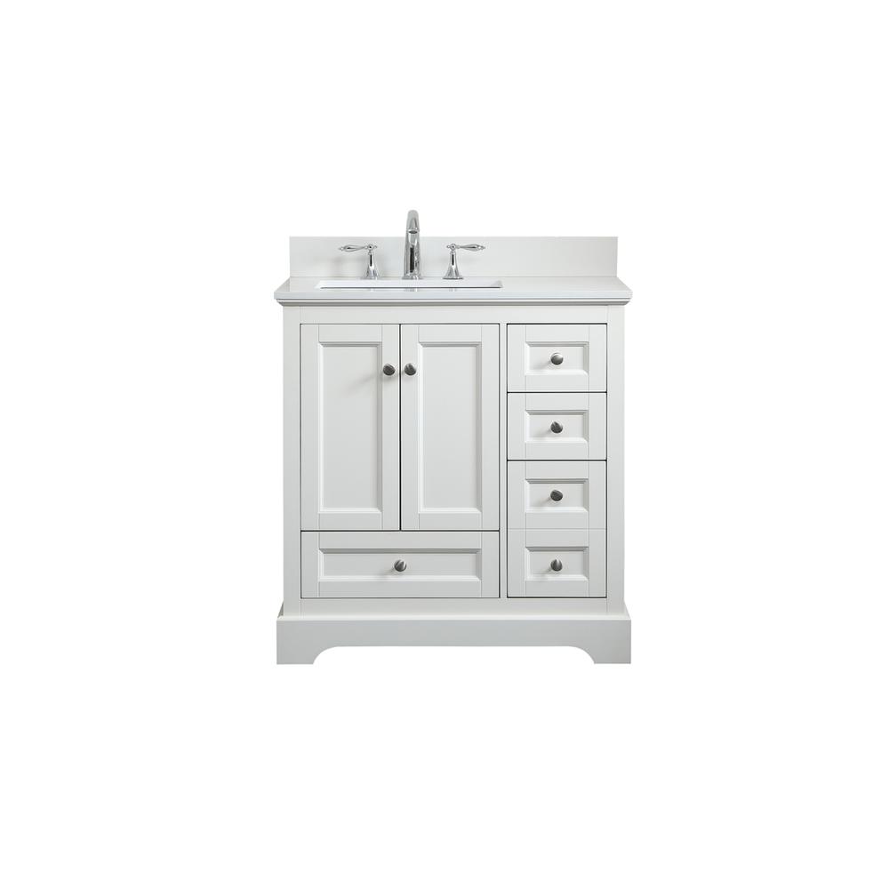 32 Inch Single Bathroom Vanity In White With Backsplash. Picture 1