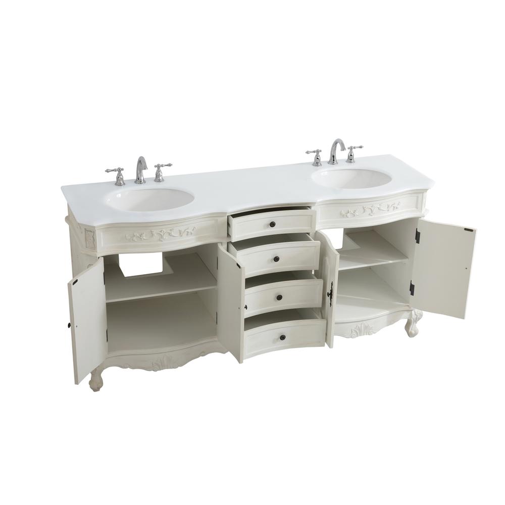 72 Inch Double Bathroom Vanity In Antique White. Picture 9