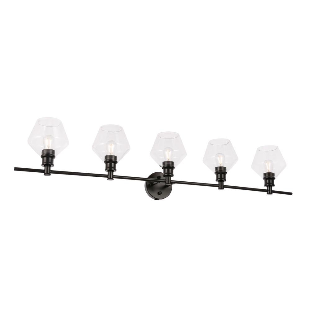 Gene 5 Light Black And Clear Glass Wall Sconce. Picture 3