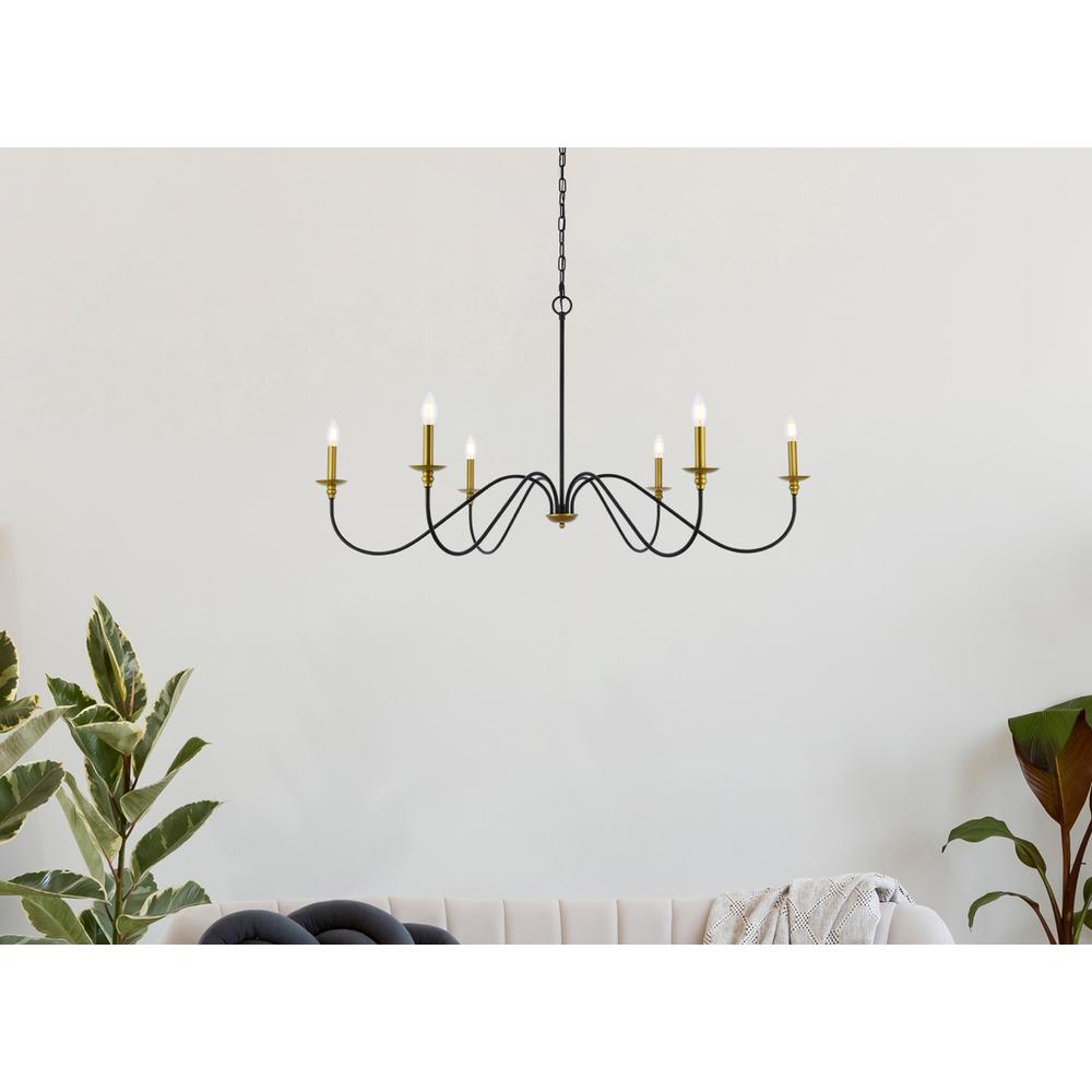 Rohan 48 Inch Chandelier In Matte Black And Brass. Picture 8