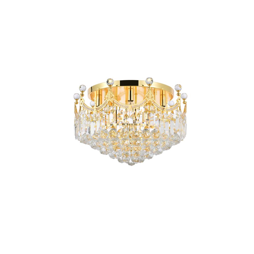 Corona 9 Light Gold Flush Mount Clear Royal Cut Crystal. Picture 2