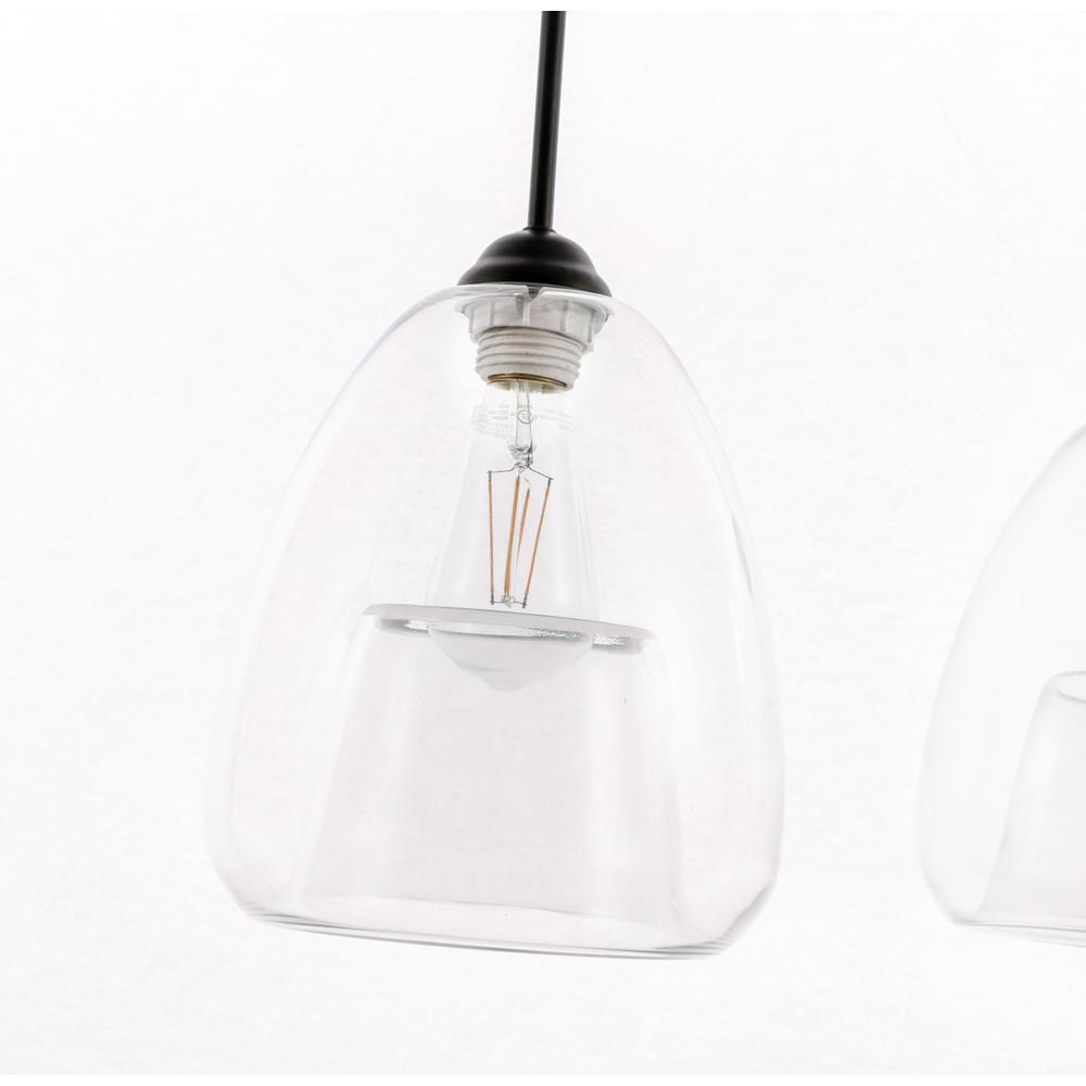 Kason 3 Light Black And Clear Glass Pendant. Picture 10