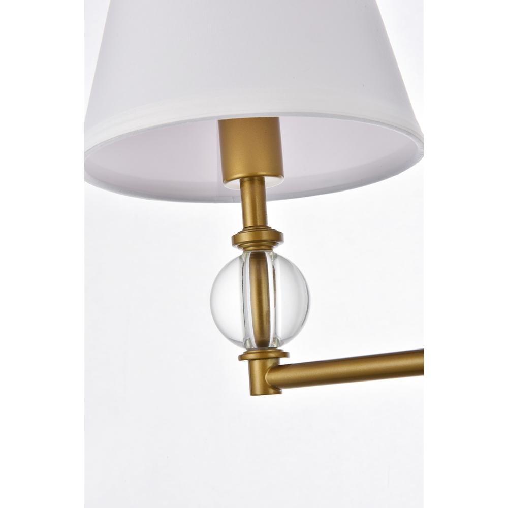 Bethany 2 Lights Bath Sconce In Brass With White Fabric Shade. Picture 5
