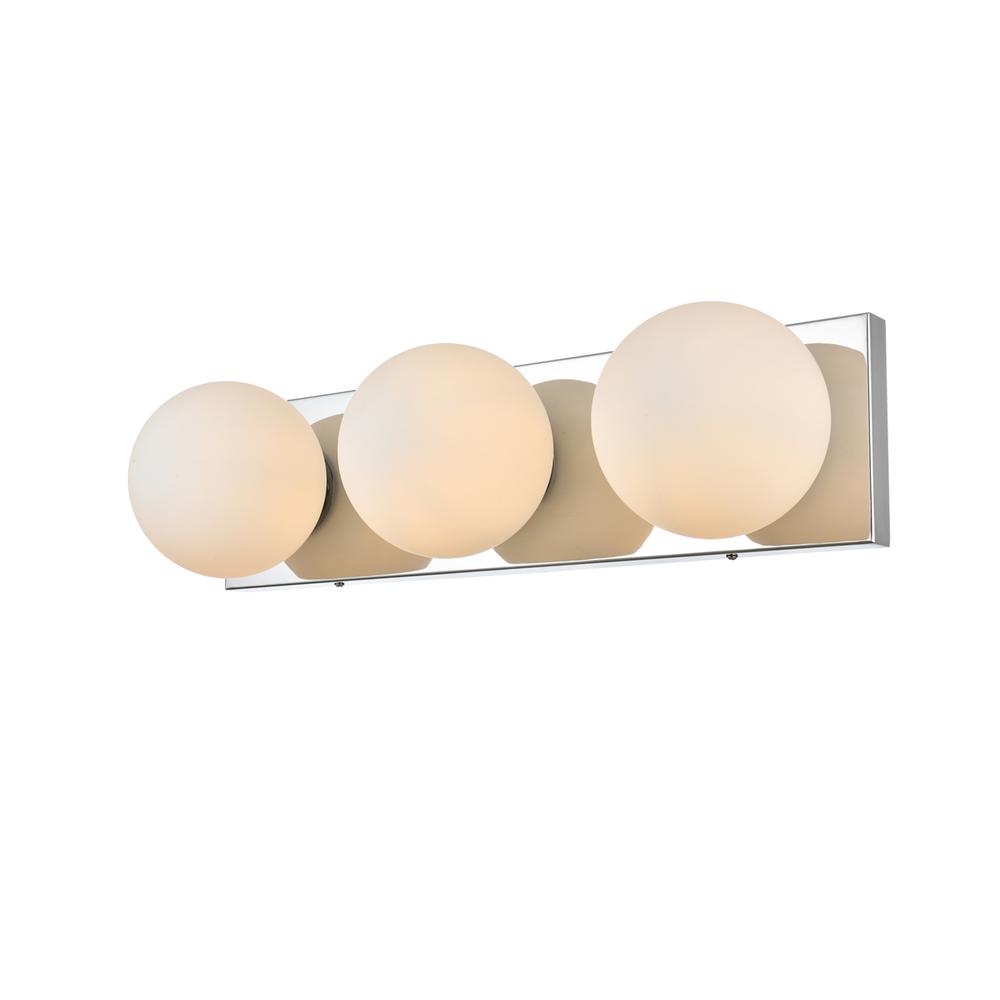 Jaylin 3 Light Chrome And Frosted White Bath Sconce. Picture 2
