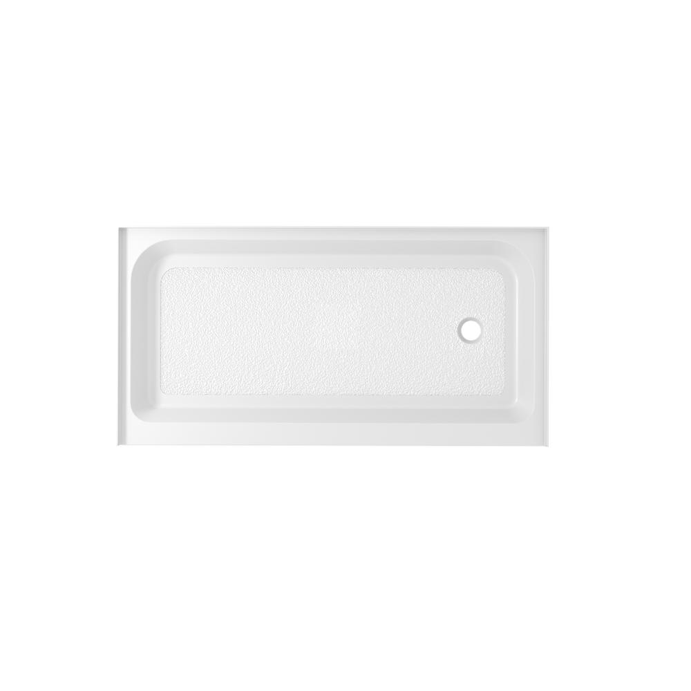 60X32 Inch Single Threshold Shower Tray Right Drain In Glossy White. Picture 1