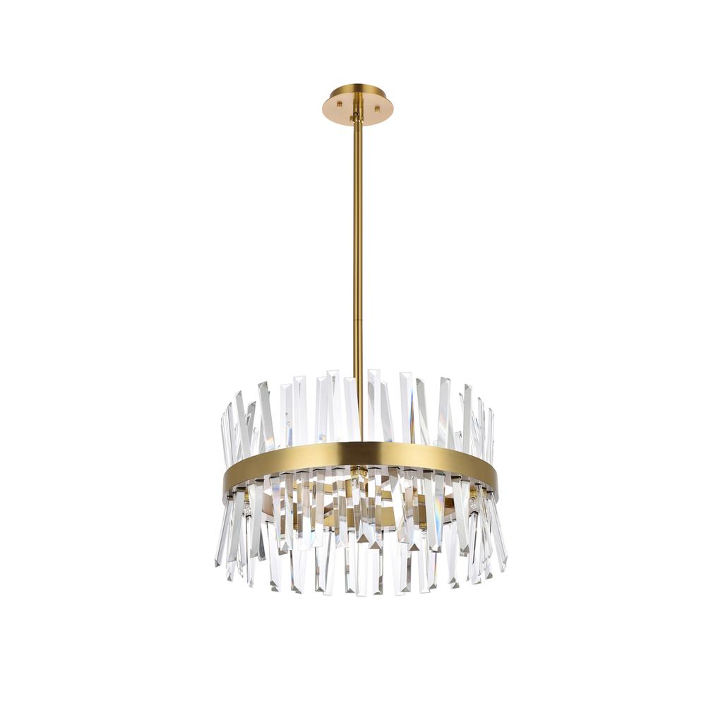 Serephina 20 Inch Crystal Round Pendant Light In Satin Gold. Picture 6