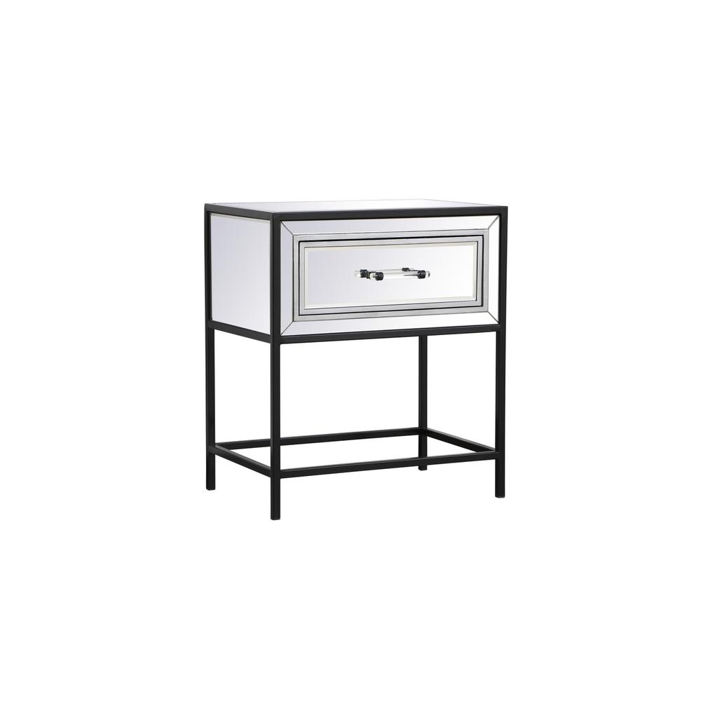 21 Inch Mirrored One Drawer End Table In Black. Picture 4