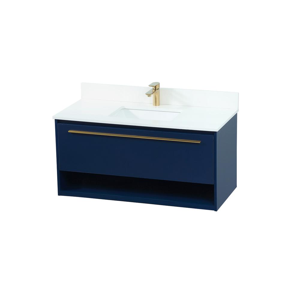 40 Inch Single Bathroom Vanity In Blue With Backsplash. Picture 8