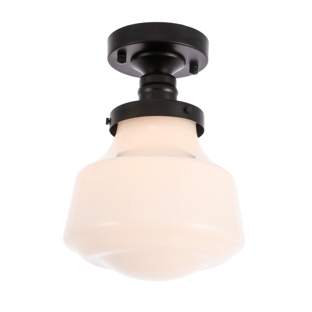 Lyle 1 Light Black And Frosted White Glass Flush Mount. Picture 3