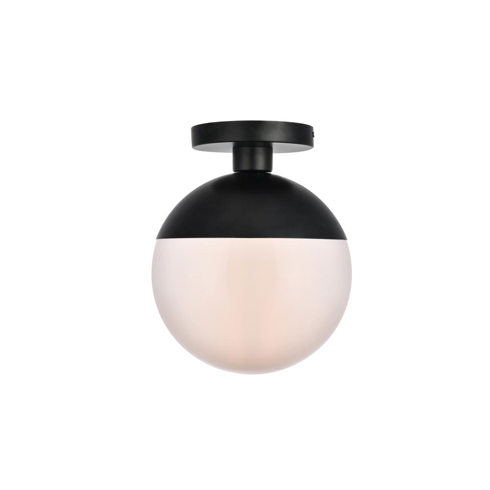 Eclipse 1 Light Black Flush Mount With Frosted White Glass. Picture 1