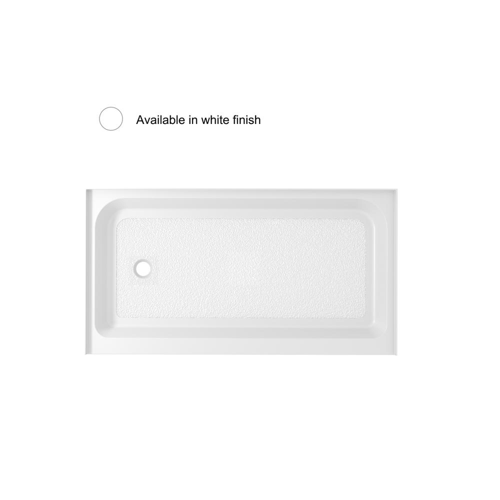 60X36 Inch Single Threshold Shower Tray Left Drain In Glossy White. Picture 12