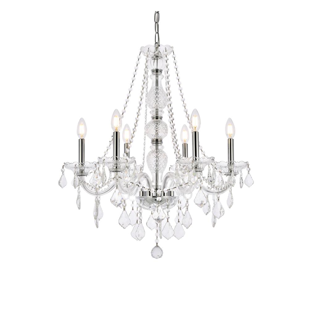 Verona 6 Light Chrome Chandelier Clear Royal Cut Crystal. Picture 2
