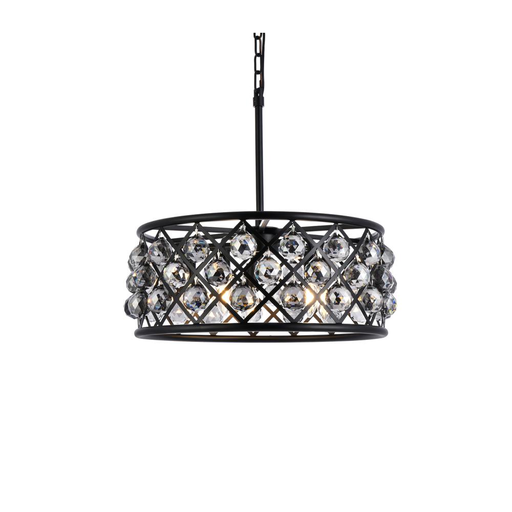 Madison 5 Light Matte Black Chandelier Silver Shade (Grey) Royal Cut Crystal. Picture 2