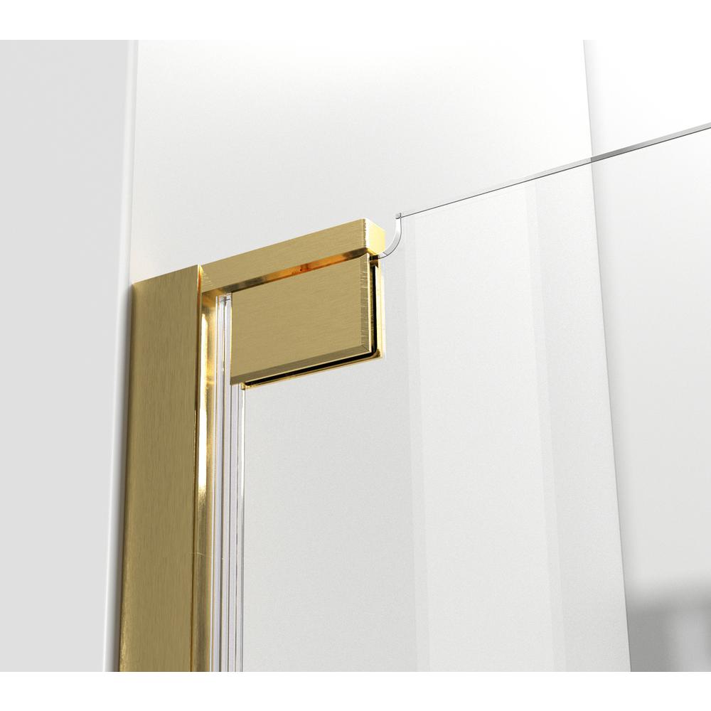 Semi-Frameless Hinged Shower Door 60 X 72 Brushed Gold. Picture 7