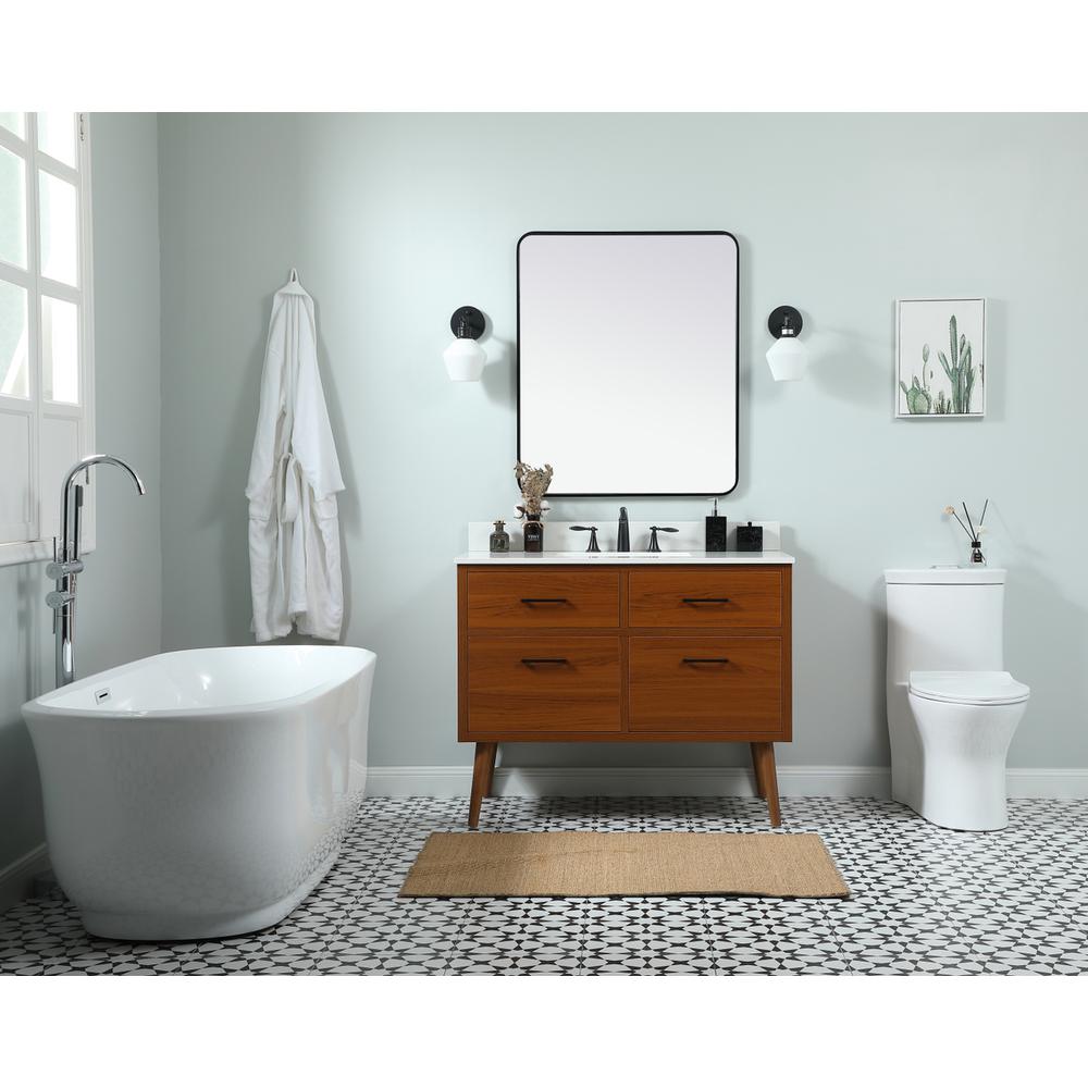 42 Inch Single Bathroom Vanity In Teak With Backsplash. Picture 4