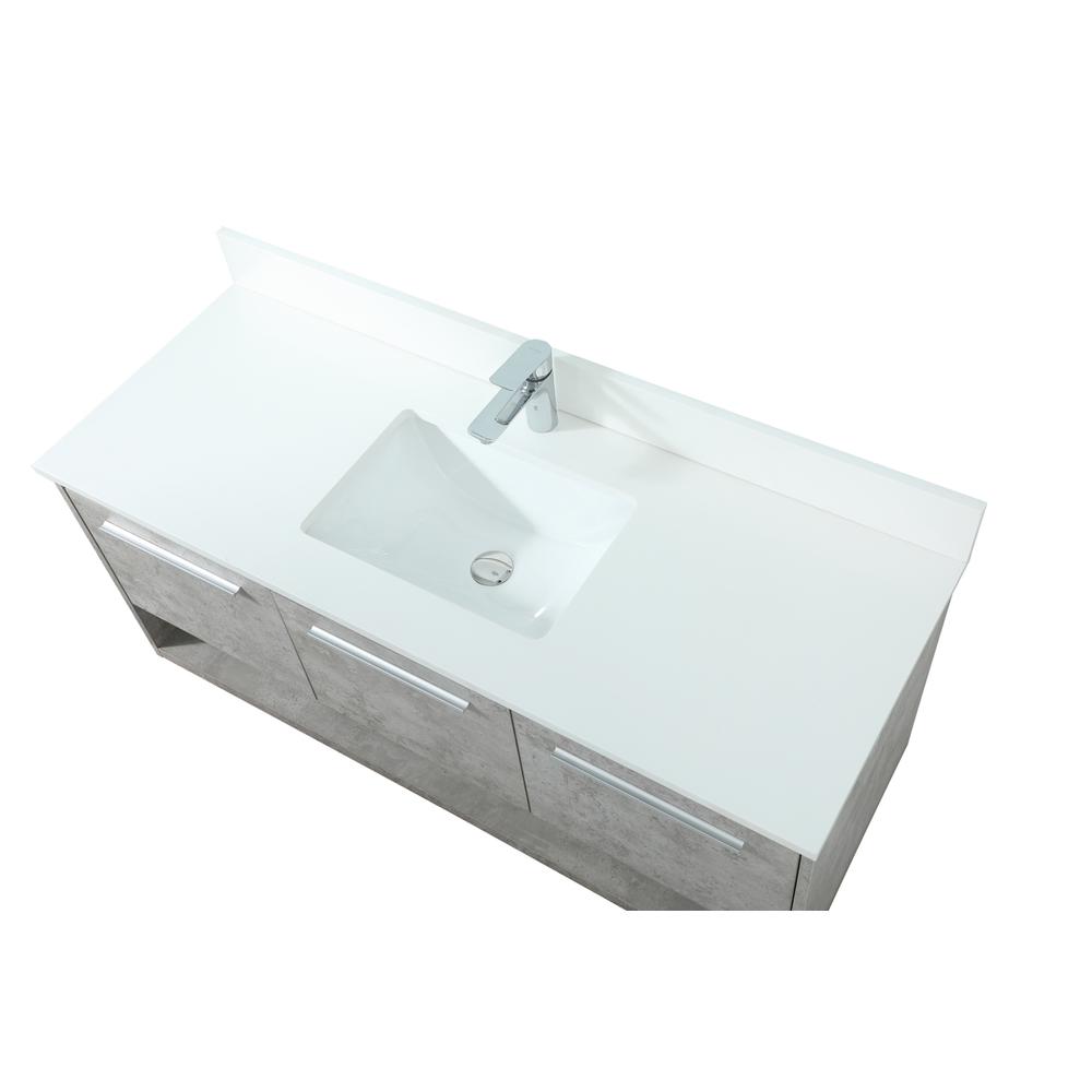 48 Inch Single Bathroom Vanity In Concrete Grey With Backsplash. Picture 10