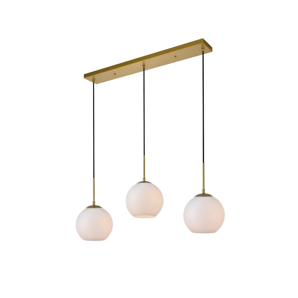 Baxter 3 Lights Brass Pendant With Frosted White Glass. Picture 2