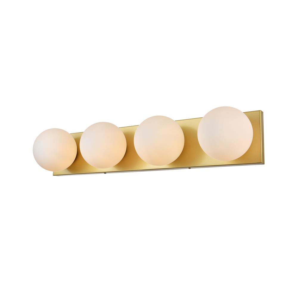 Jaylin 4 Light Brass And Frosted White Bath Sconce. Picture 2