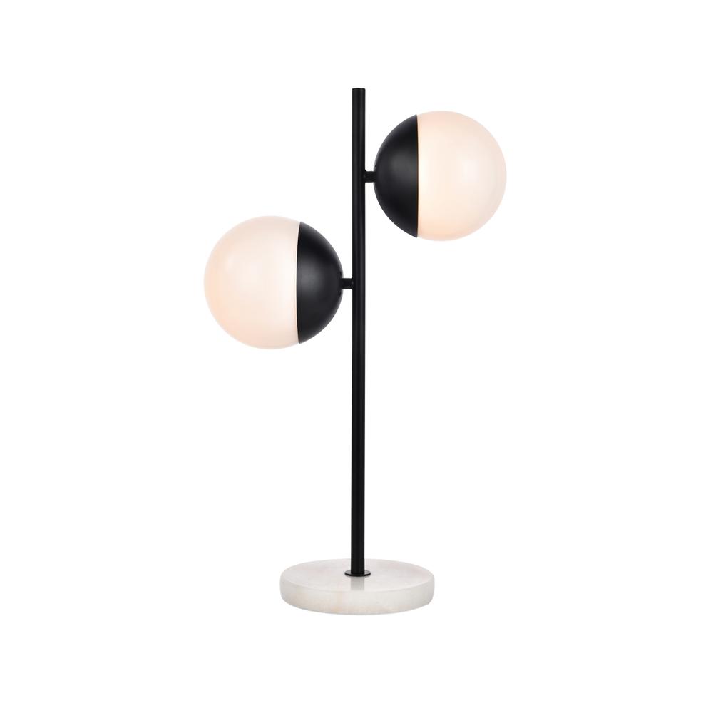 Eclipse 2 Lights Black Table Lamp With Frosted White Glass. Picture 1