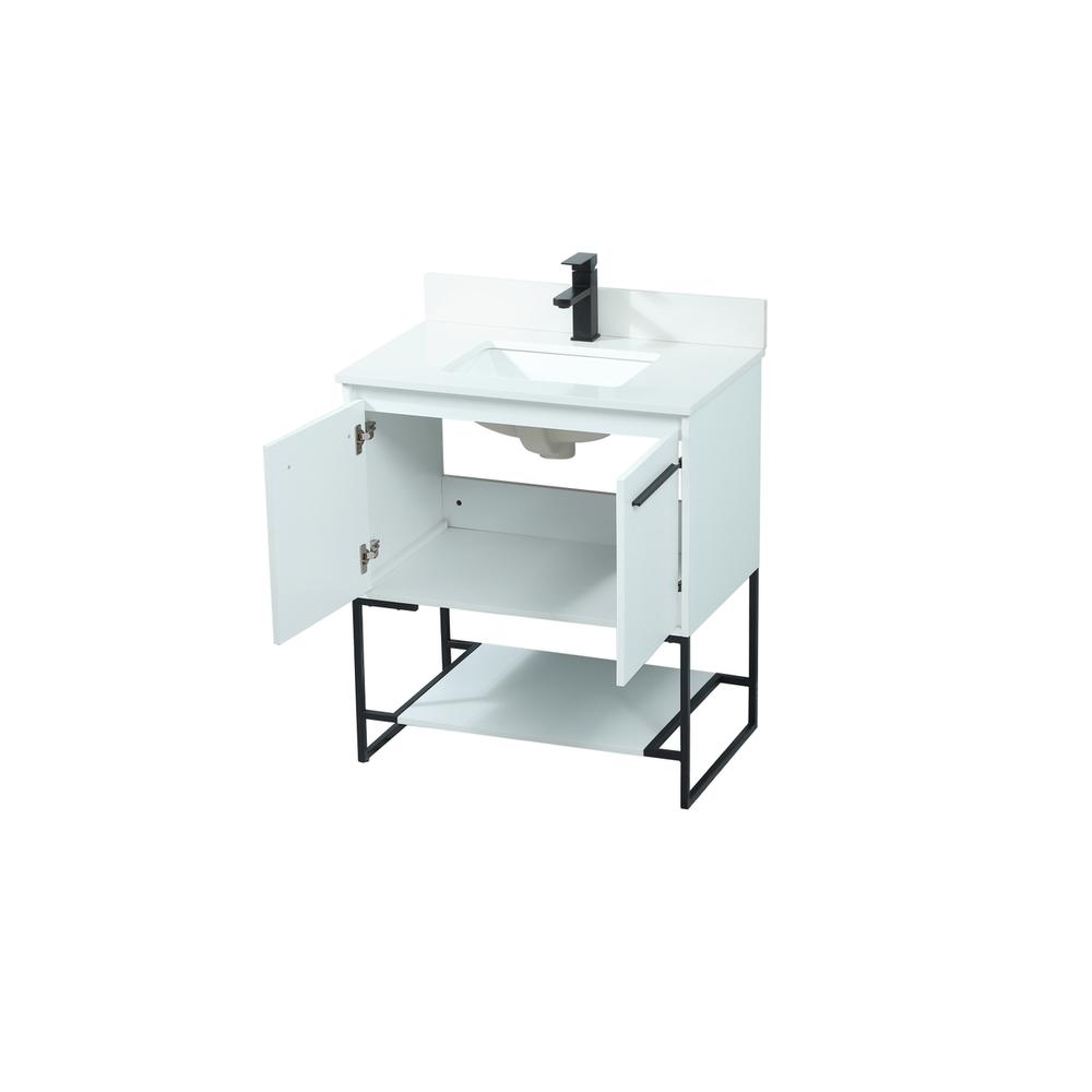 30 Inch Single Bathroom Vanity In White With Backsplash. Picture 9