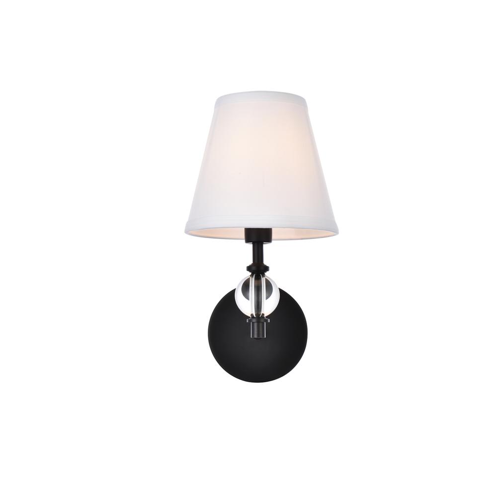 Bethany 1 Light Bath Sconce In Black With White Fabric Shade. Picture 1