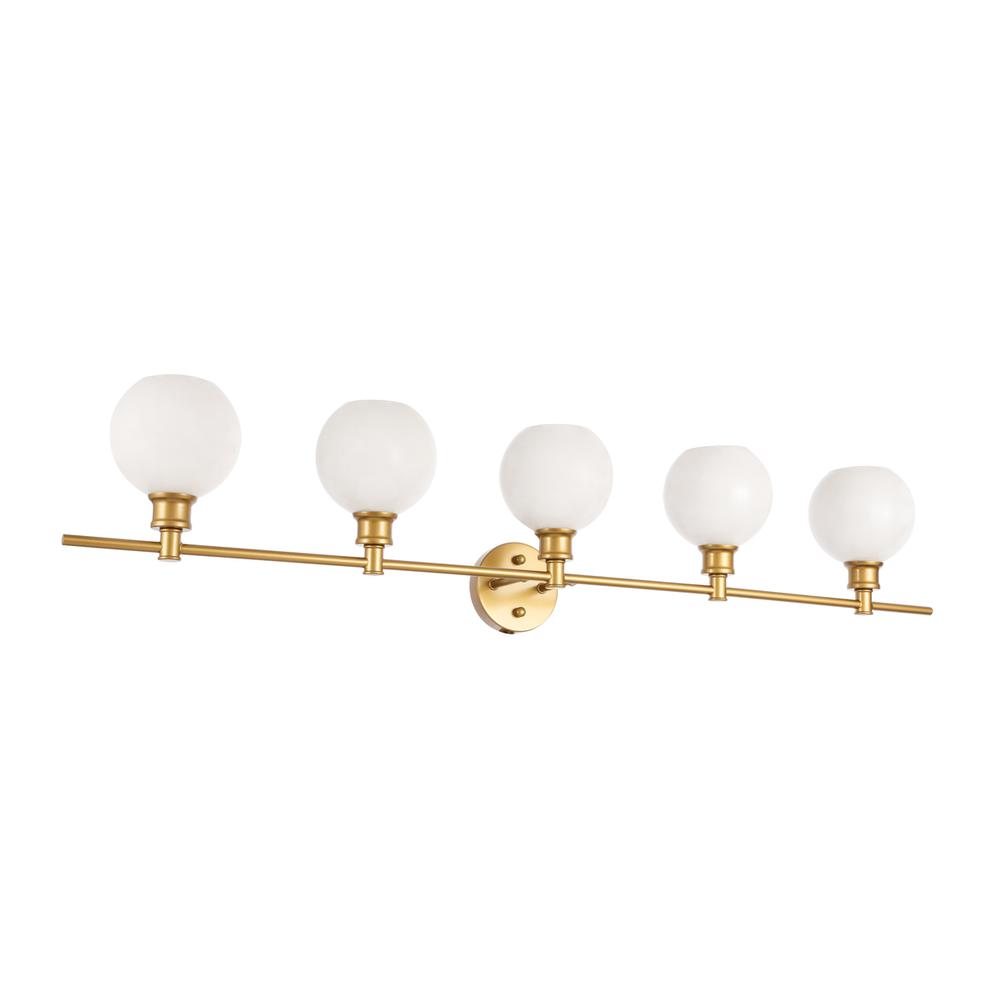 Collier 5 Light Brass And Frosted White Glass Wall Sconce. Picture 5