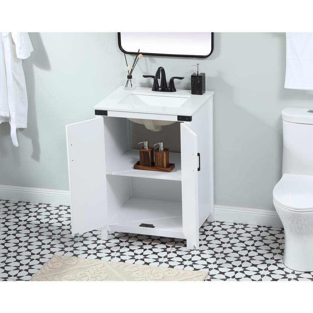 24 Inch Single Bathroom Vanity In White. Picture 3