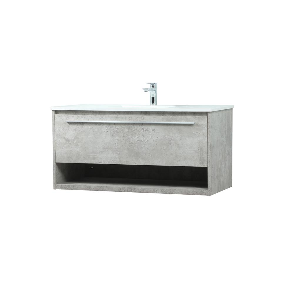 40 Inch Single Bathroom Vanity In Concrete Grey. Picture 7