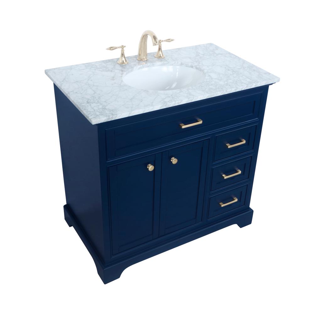 36 Inch Single Bathroom Vanity In Blue. Picture 8