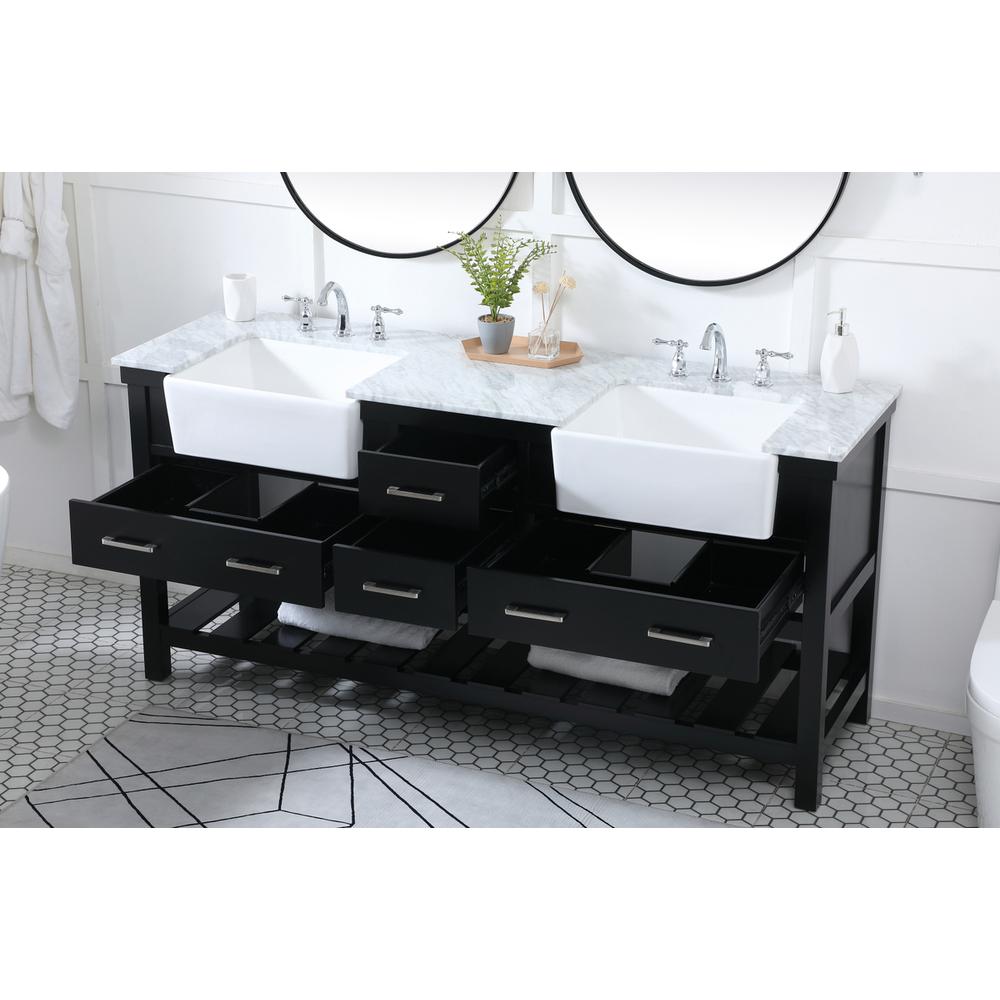 72 Inch Double Bathroom Vanity In Black. Picture 3