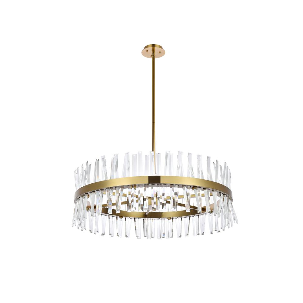 Serephina 36 Inch Crystal Round Chandelier Light In Satin Gold. Picture 6