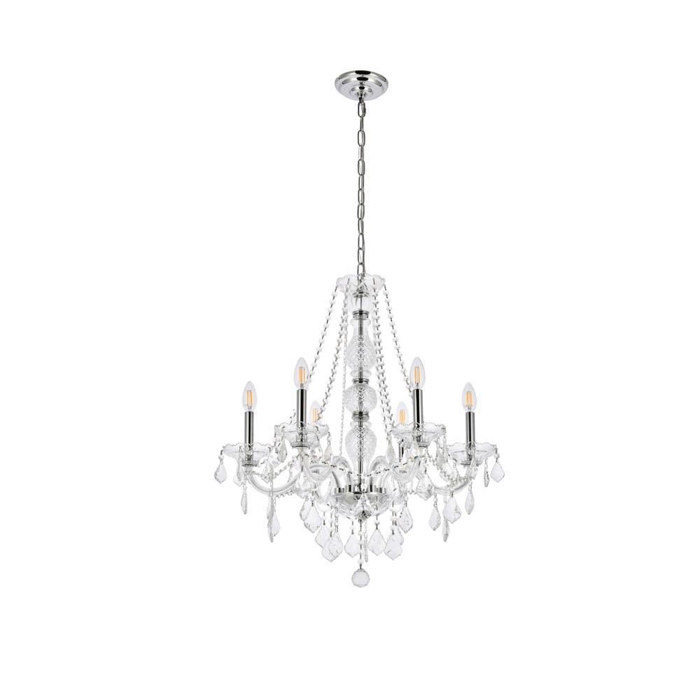 Verona 6 Light Chrome Chandelier Clear Royal Cut Crystal. Picture 6