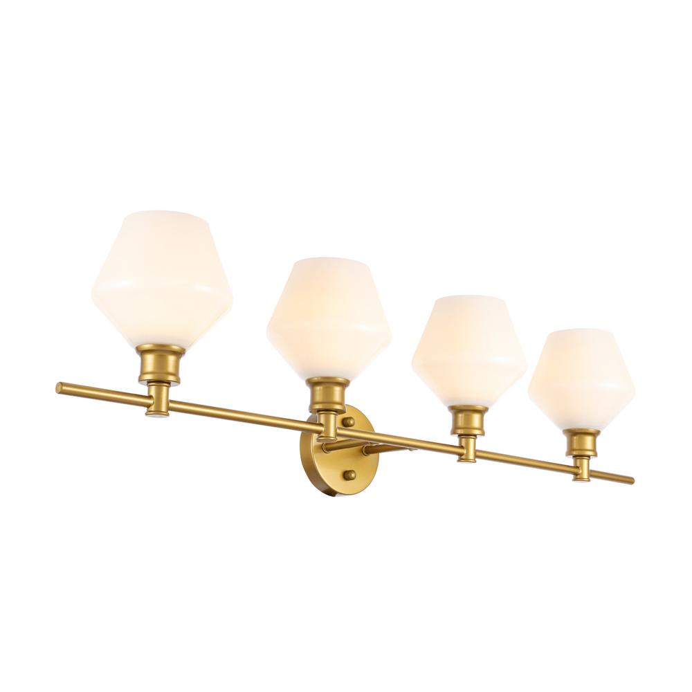 Gene 4 Light Brass And Frosted White Glass Wall Sconce. Picture 7