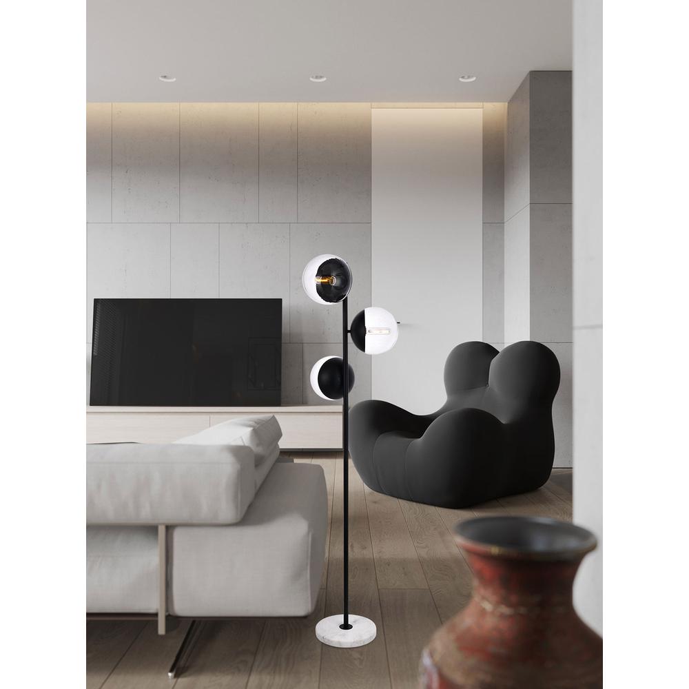 Eclipse 3 Lights Black Floor Lamp With Clear Glass. Picture 6
