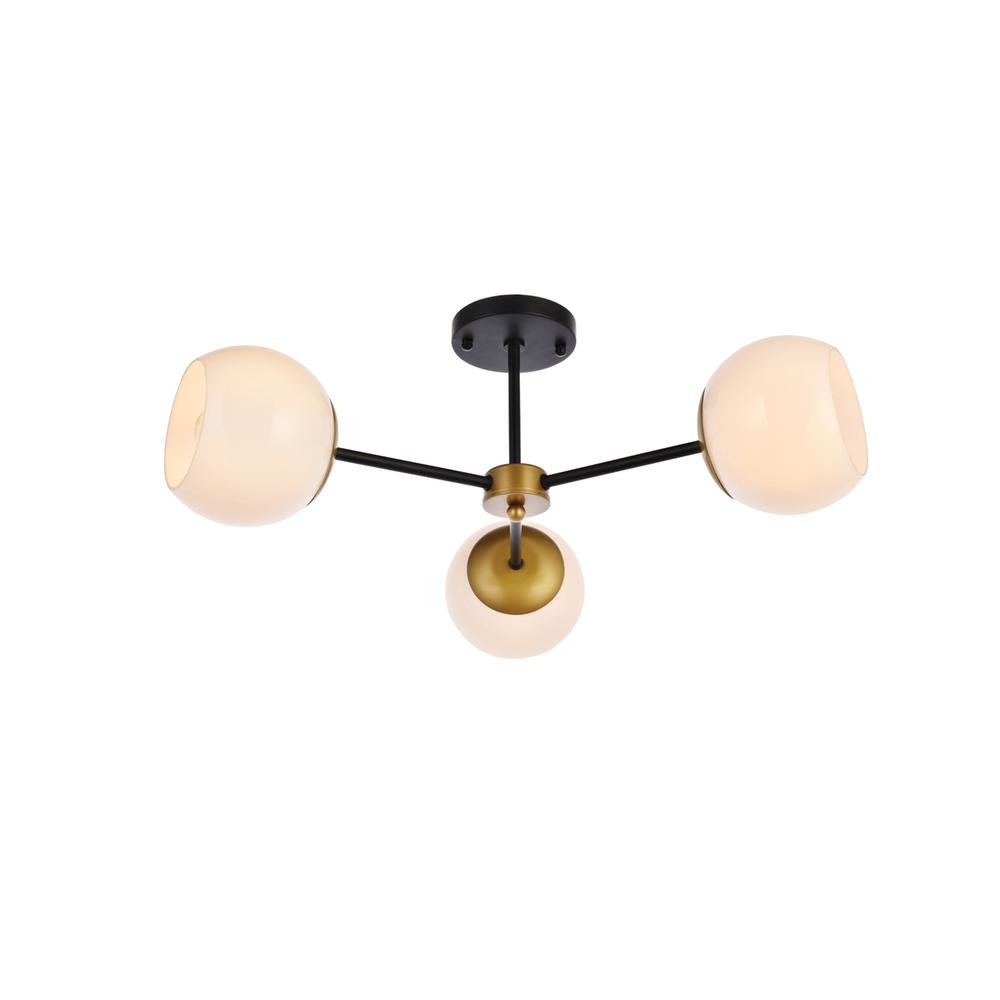 Briggs 26 Inch Flush Mount In Black And Brass With White Shade. Picture 2