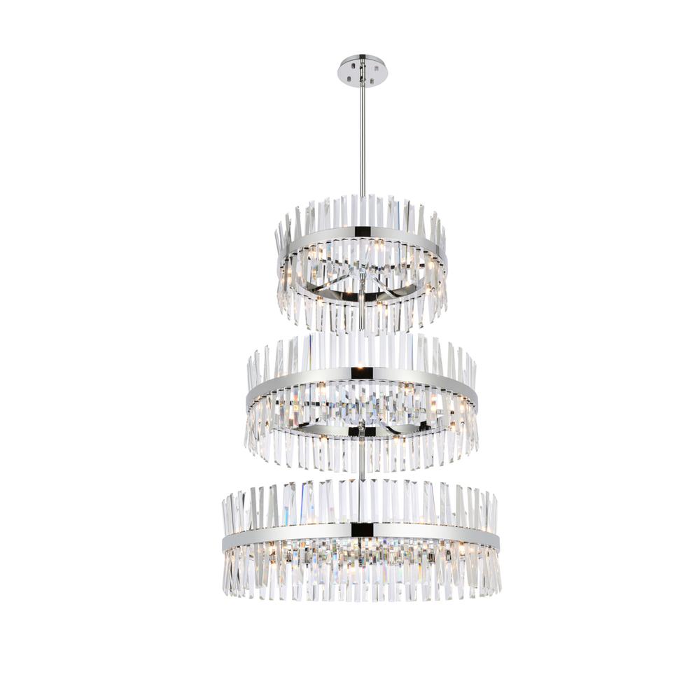 Serephina 36 Inch 3 Tiers Crystal Round Chandelier Light In Chrome. Picture 6