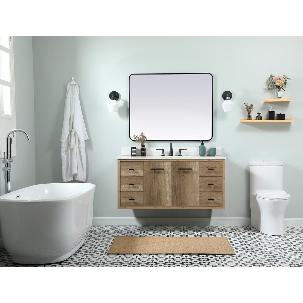 48 Inch Single Bathroom Vanity In Natural Oak With Backsplash. Picture 7