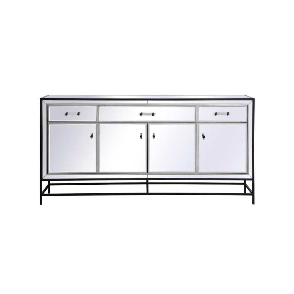 James 72 In. Mirrored Credenza In Black. Picture 1