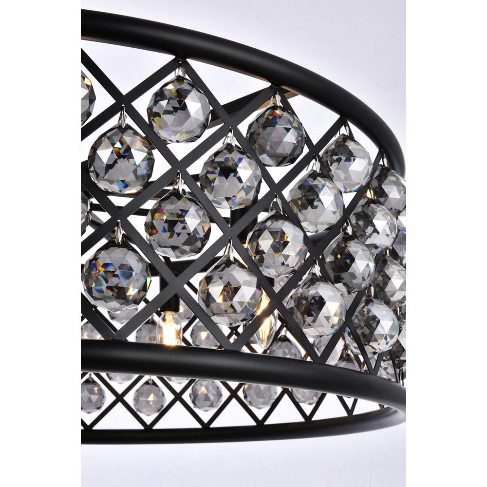 Madison 8 Light Matte Black Chandelier Silver Shade (Grey) Royal Cut Crystal. Picture 5