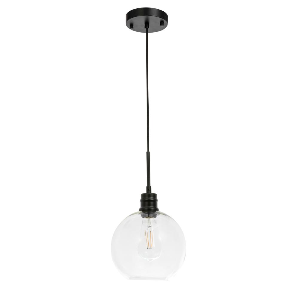 Emett 1 Light Black And Clear Glass Pendant. Picture 4