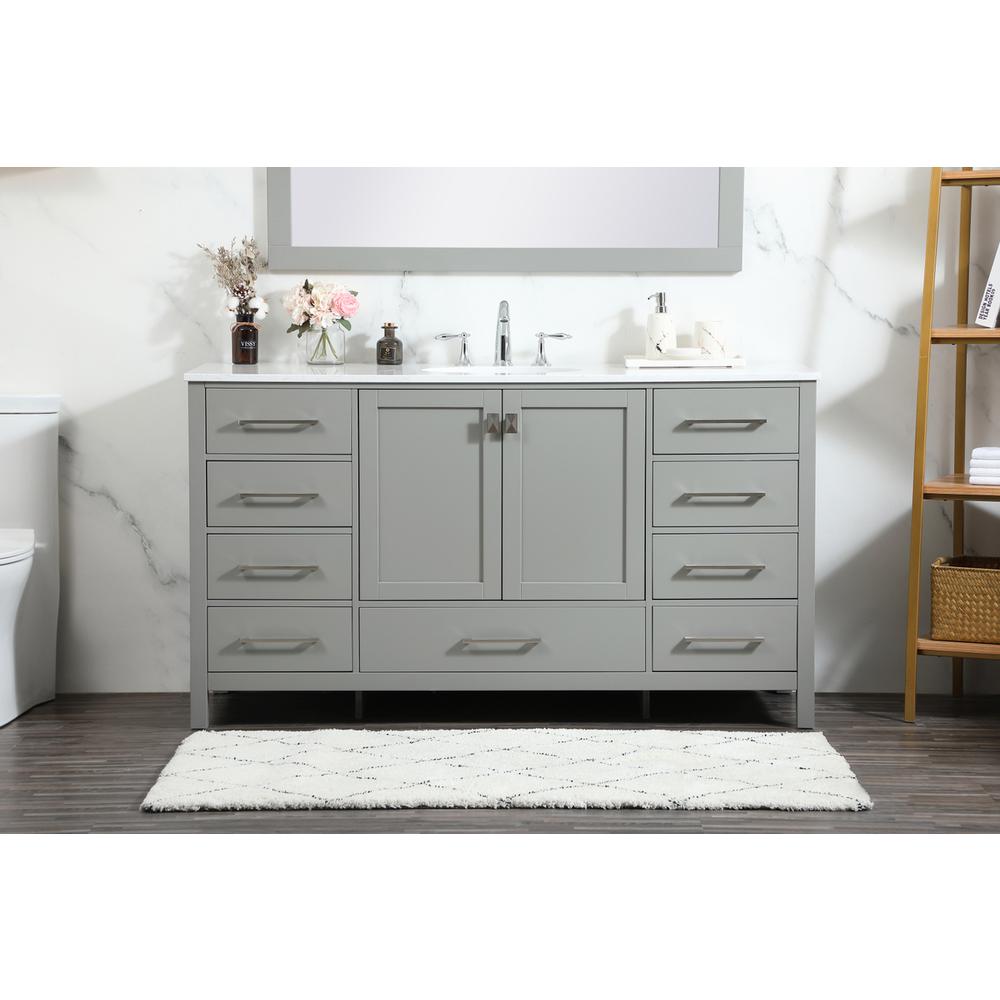 60 Inch Single Bathroom Vanity In Grey. Picture 14