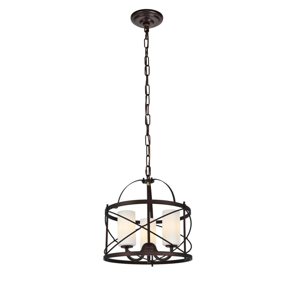 Pendant D15.8 H17.3 Lt:3 Dark Copper Brown And Frosted White Finish. Picture 2