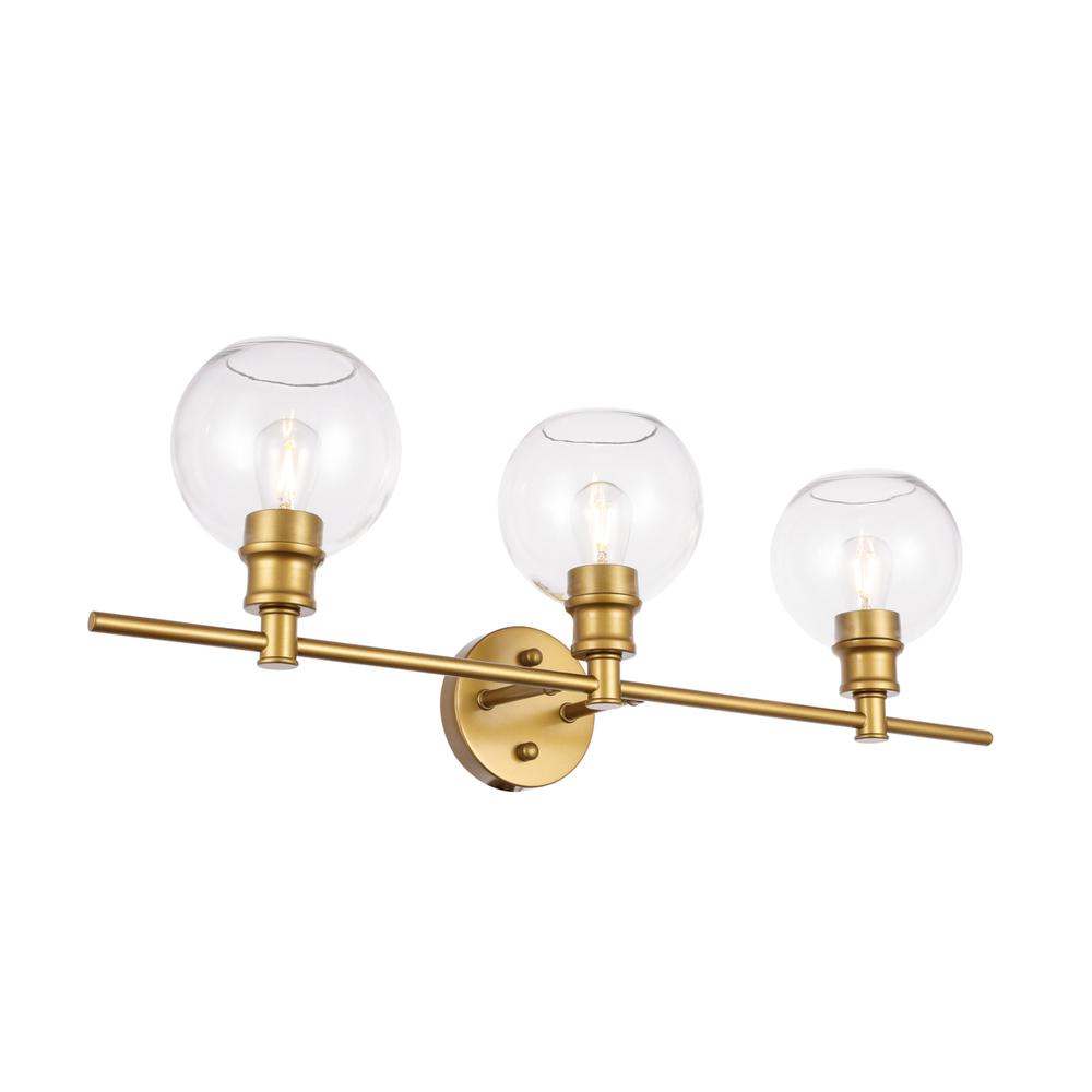 Collier 3 Light Brass And Clear Glass Wall Sconce. Picture 5