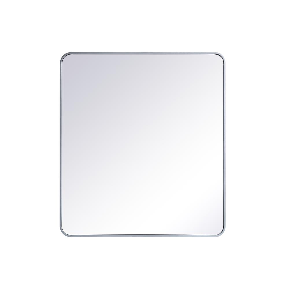 Soft Corner Metal Rectangular Mirror 36X40 Inch In Silver. Picture 6