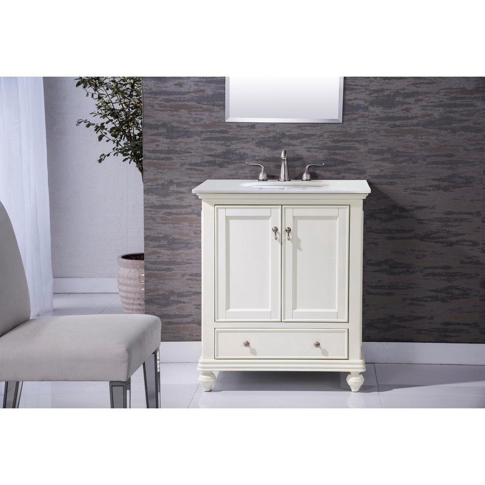 30 Inch Single Bathroom Vanity In Antique White. Picture 8
