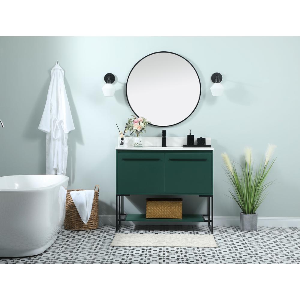 40 Inch Single Bathroom Vanity In Green With Backsplash. Picture 4