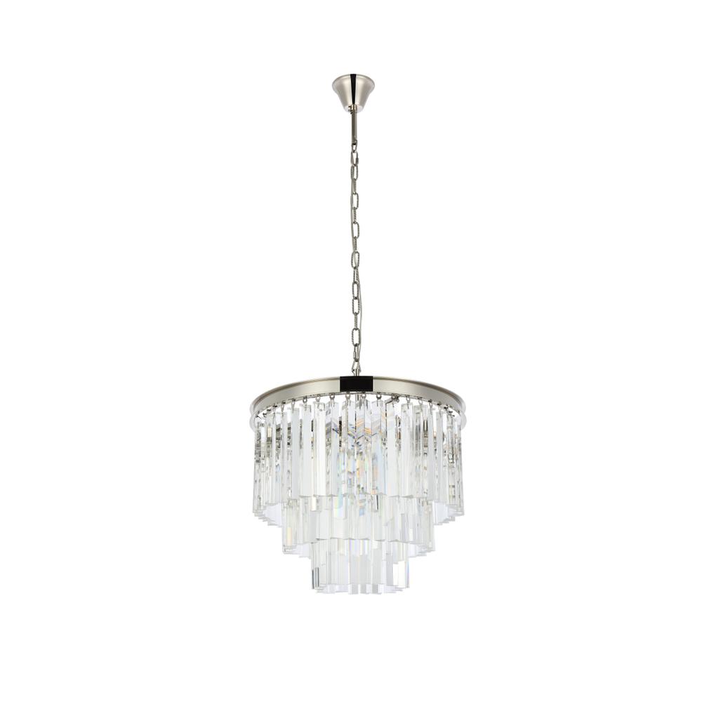 Sydney 9 Light Polished Nickel Chandelier Clear Royal Cut Crystal. Picture 6